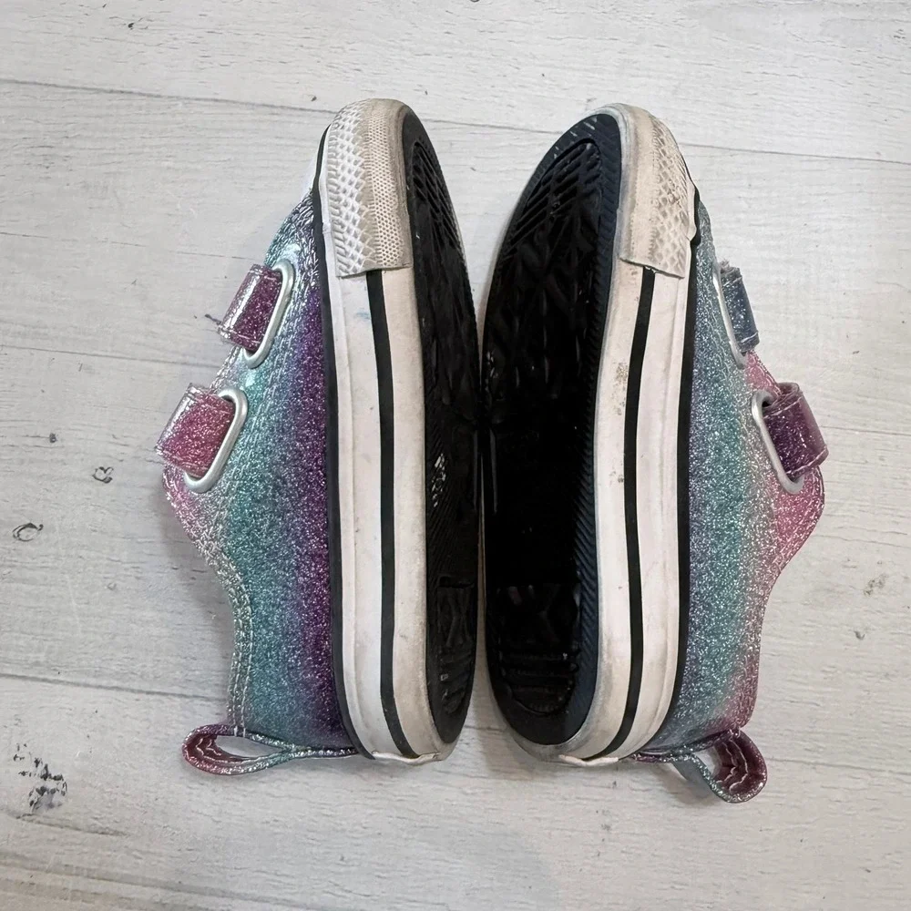 Converse‎ girls blue pink purple shimmer shoes little kids size 5